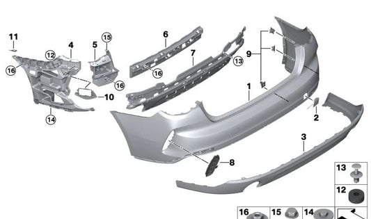 Adaptador de suporte traseiro OEM 51128737074 para BMW G26. BMW original.