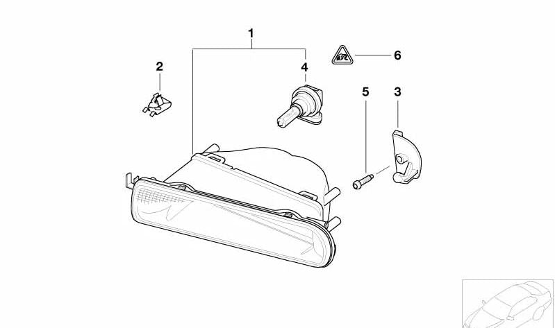 Soporte para faro antiniebla izquierdo OEM 63176911835 para BMW E46. Original BMW.