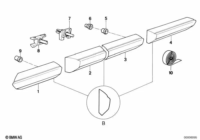 Moldura lateral delantera derecha para BMW Serie 3 E30 (OEM 51131967134). Original BMW