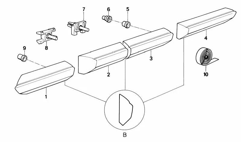 Moule de porte arrière droite 51131952896 pour BMW E30. BMW d'origine.