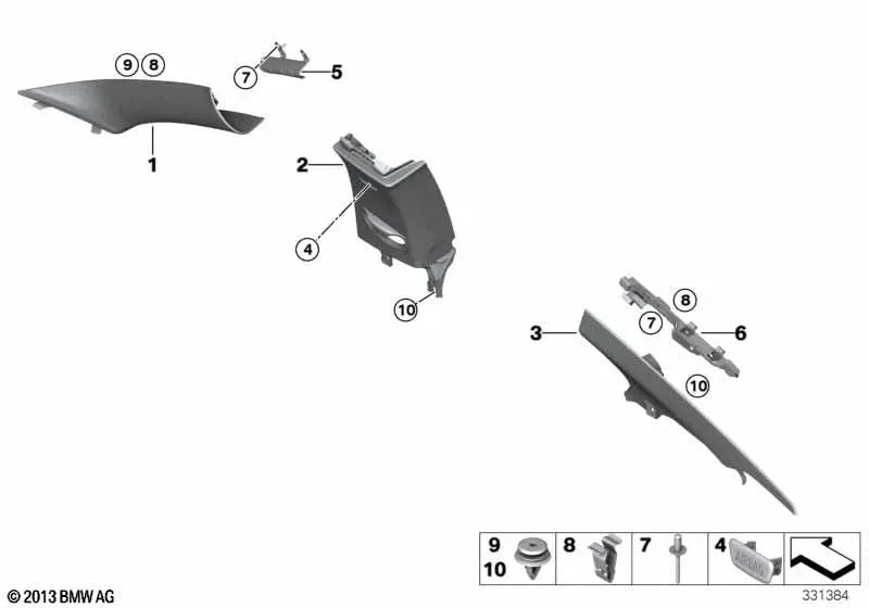 Revestimiento de Pilar B para BMW F32, F82 (OEM 51438056974). Original BMW.