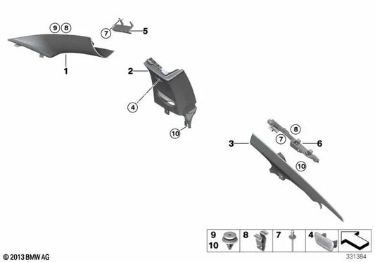 Revestimiento de Pilar B para BMW F32, F82 (OEM 51438056974). Original BMW.