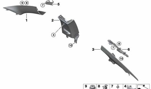 C-Säulenabdeckung oben rechts für BMW F32, F82 (OEM 51438056976). Original BMW