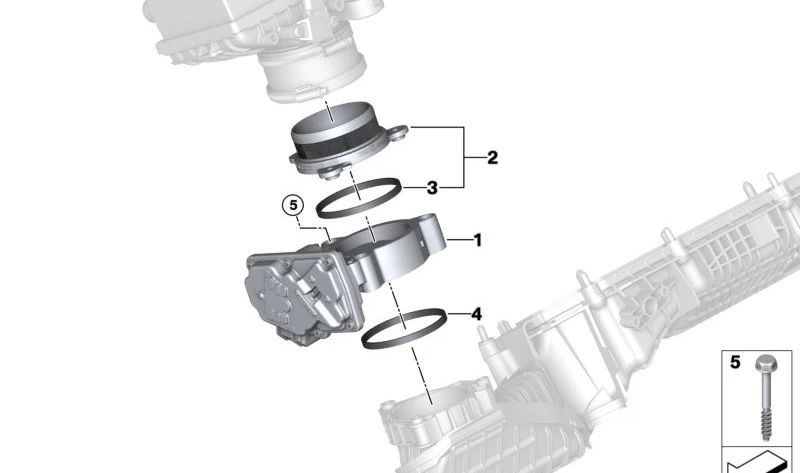 Racor de manguera para BMW Serie 5 F90, Serie 7 G70, Serie 8 F91, X5 F95, X6 F96, X7 G07, XM G09 (OEM 13547852405). Original BMW