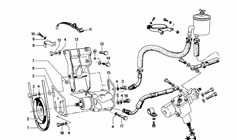 Correa de dirección asistida OEM 32411268688 para BMW (Modelos compatibles: E30, E32, E34, E36, E46, E38, Z3). Original BMW