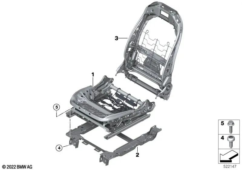 Mecanismo de asiento izquierdo para BMW G07, G07N (OEM 52107496839). Original BMW