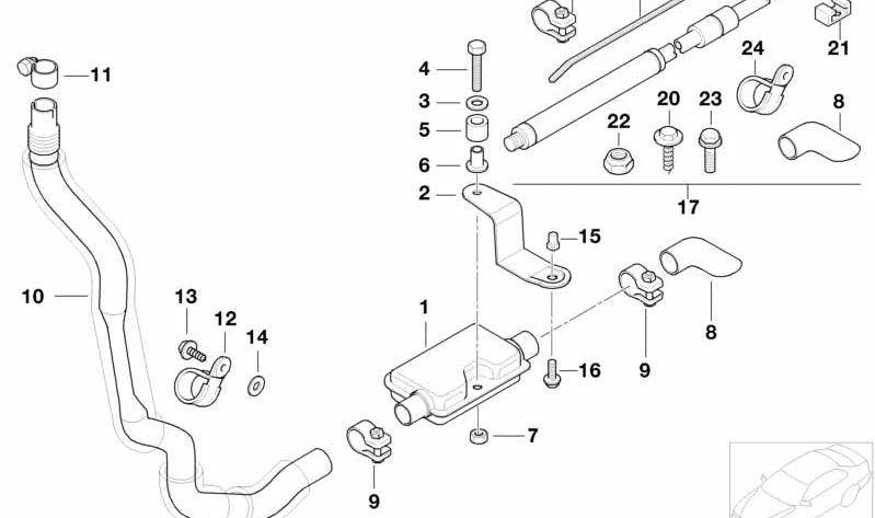 Tubo de escape OEM 64128370078 para BMW E46. Original BMW.