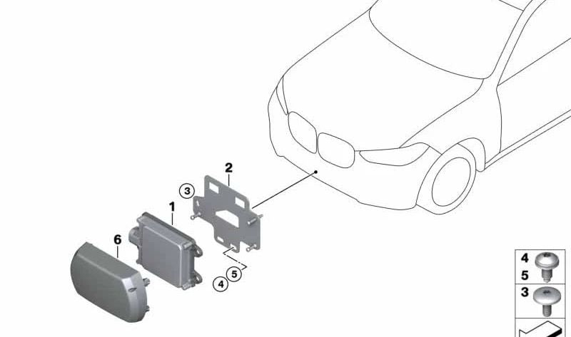 Soporte sensor radar frontal OEM 51118075418 para BMW X5 (F95), X6 (F96). Original BMW.