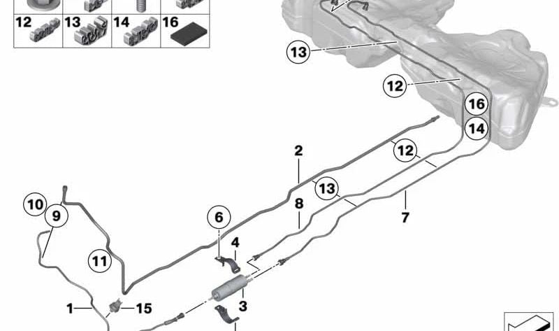 Tubería de avance trasera para BMW Serie 5 F10, F11 y Serie 6 F06 (OEM 16127216613). Original BMW