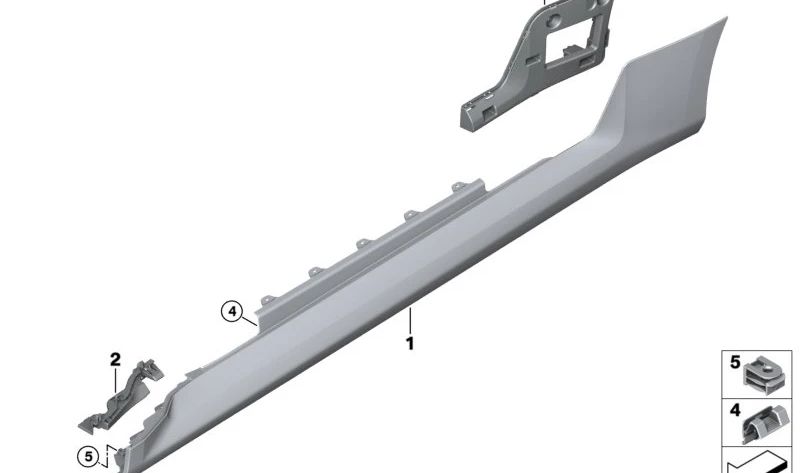 Moldura lateral trasera izquierda OEM 51778085243 para BMW G87. Original BMW.