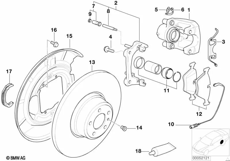 Juego de juntas para pinza de freno para BMW E46, E39, E53 (OEM 34211166238). Original BMW