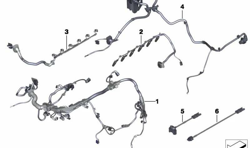 Arnés de cables del motor OEM 12518583571 para BMW F07, F10, F11. Original BMW.