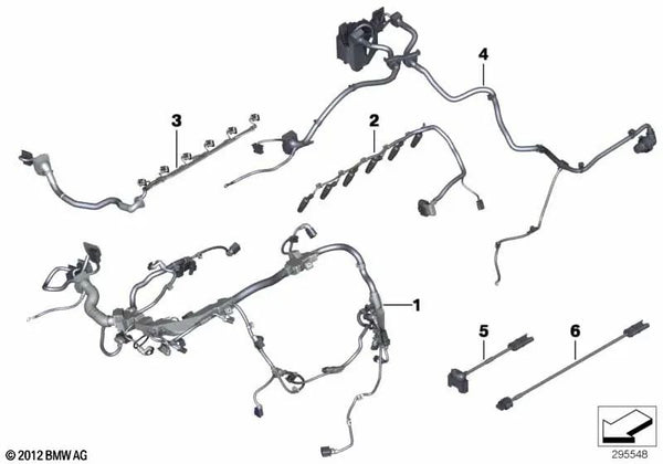 Arnés de cables del motor módulo de transmisión para BMW Serie 5 F10, F11 (OEM 12518507943). Original BMW