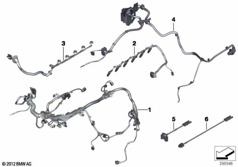 Arnés de cables de motor para BMW F10, F11, F01N, F02N (OEM 12518582745). Original BMW