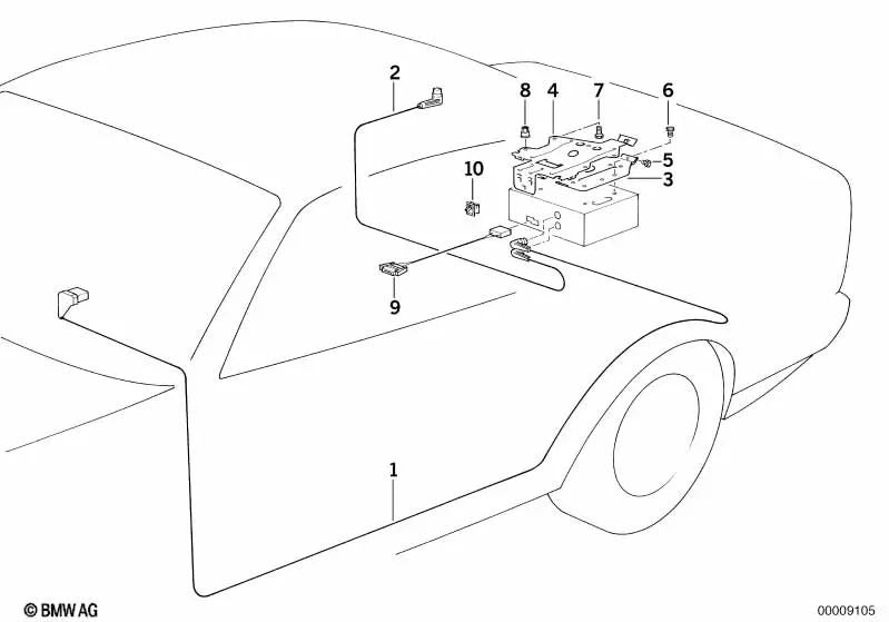 Cable de conexión para cambiador de CD para BMW E36, E34, E32 (OEM 65128350495). Original BMW.