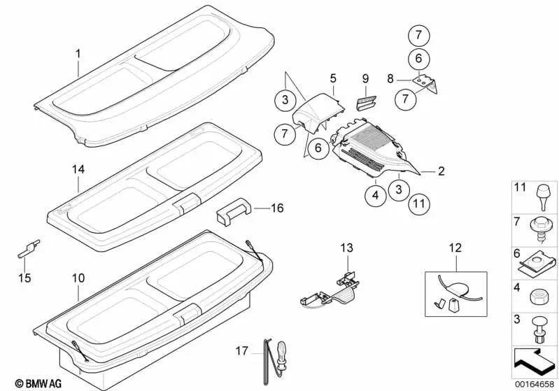 BLACK/GREY Rear Trunk Tray Cover for BMW E46. Genuine BMW.