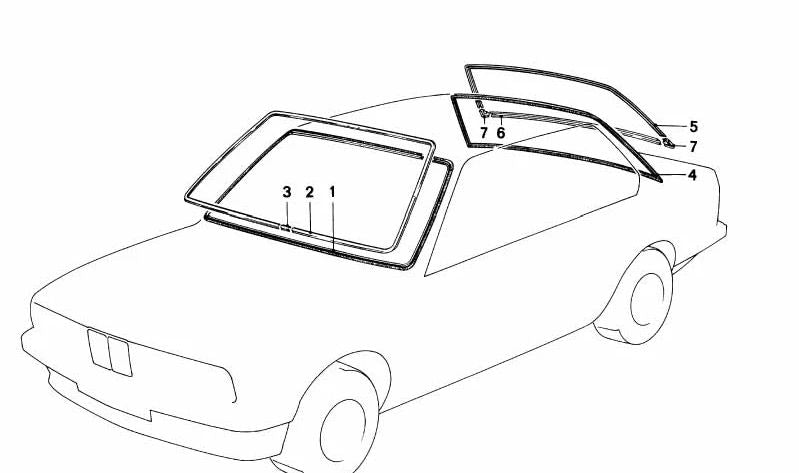 Junta de parabrisas delantera para BMW Serie 3 E21 (OEM 51311831958). Original BMW