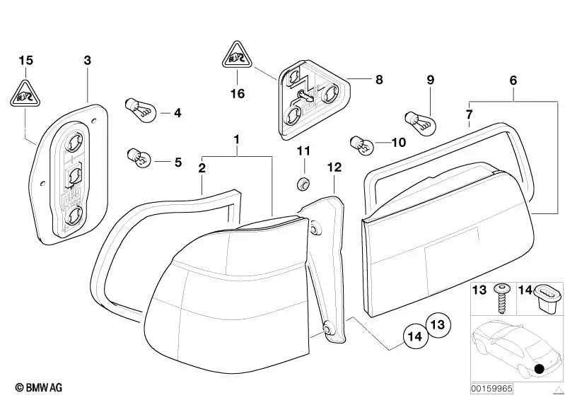 Porta lámparas derecho para BMW E39 (OEM 63218371326). Original BMW.