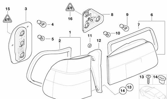 Piloto trasero lateral derecho para BMW E39 (OEM 63218371328). Original BMW