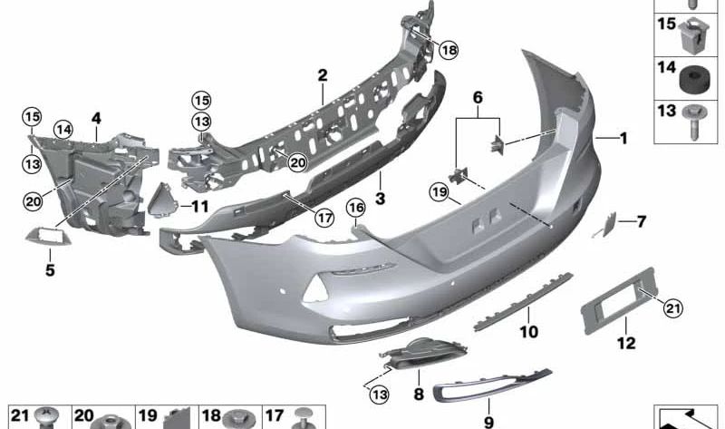 Verbindung zum linken Kotflügel für BMW G16 (OEM 51127485549). Original BMW