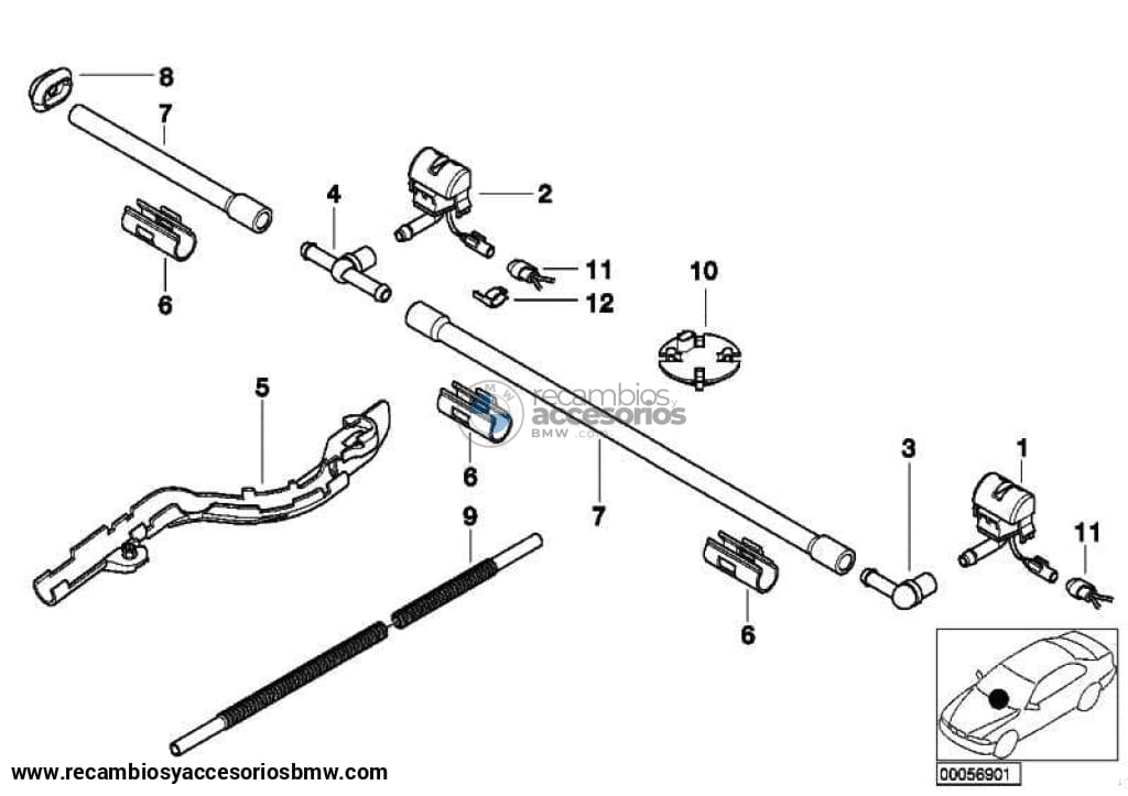 Difusor De Agua Del Limpiaparabrisas Calentable Para Bmw E46 Berlina Y Touring. Original Recambios