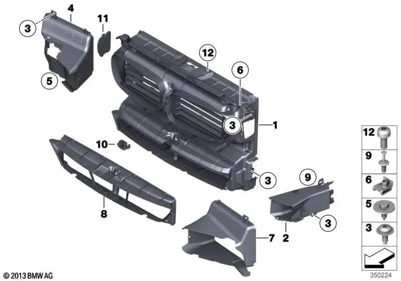 Conducto de aire con control de válvulas para BMW F10, F11, F18 (OEM 51747200787). Original BMW.