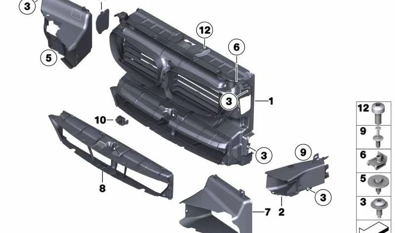 Conducto de aire para enfriador de aceite del motor OEM 51117331785 para BMW F10, F11. Original BMW