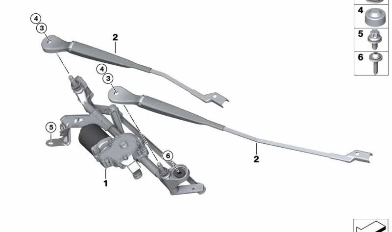 Escobilla limpiaparabrisas lado conductor OEM 61619464505 para BMW Serie 2 Active Tourer (F45) y Gran Tourer (F46). Original BMW.