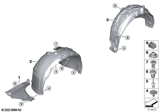 Cubierta del guardabarros delantero izquierdo para BMW X1 U11 (OEM 51719465699). Original BMW.