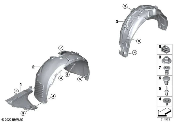 Cubierta inferior izquierda para BMW U11 (OEM 51719465703). Original BMW.