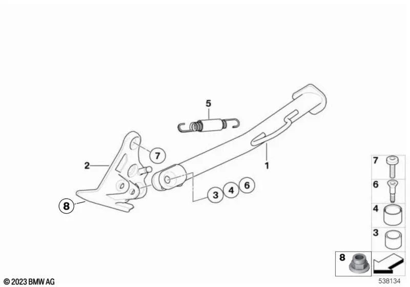 Kickstand for BMW Motorrad F, K72 (OEM 46537723021). Genuine BMW.