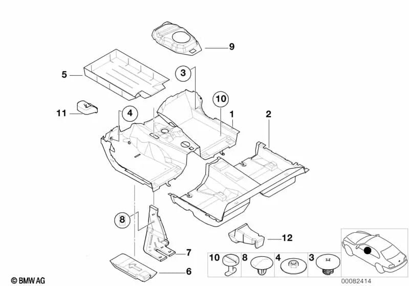 Front floor liner for BMW 3 Series E46 (OEM 51478213974). Original BMW