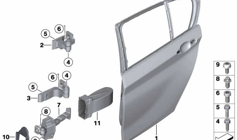 Amortecedor de porta traseira esquerda OEM 51227446729 para BMW F30, F31, F80. BMW originais.