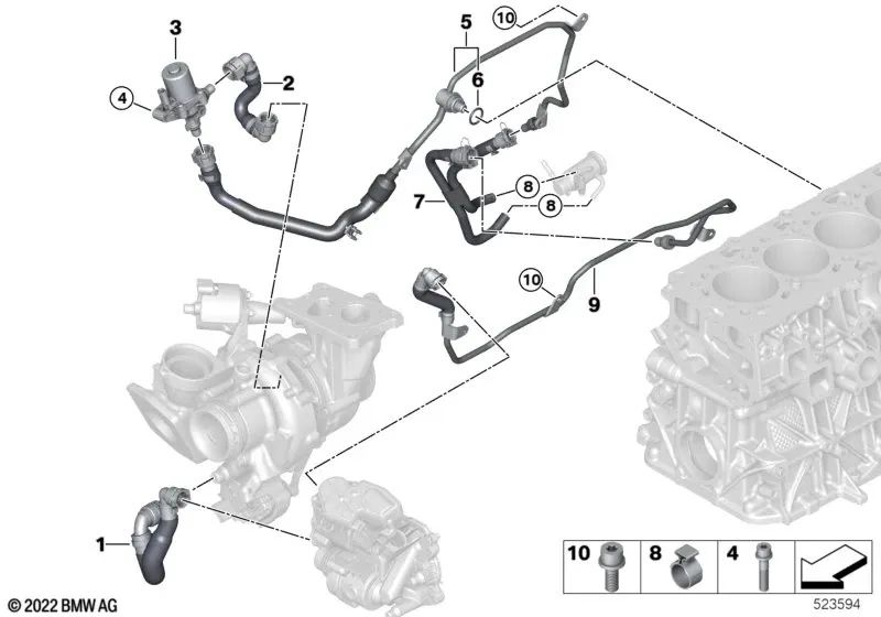 Tubería SCR Módulo Dosificador para BMW X3 G01, G01N, X4 G02, G02N, X5 G05, G05N, X6 G06, G06N, X7 G07, G07N (OEM 17128598380). Original BMW