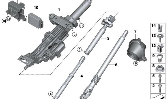 Ajuste eléctrico de la columna de dirección para BMW Serie 7 G70 (OEM 32305A81929). Original BMW