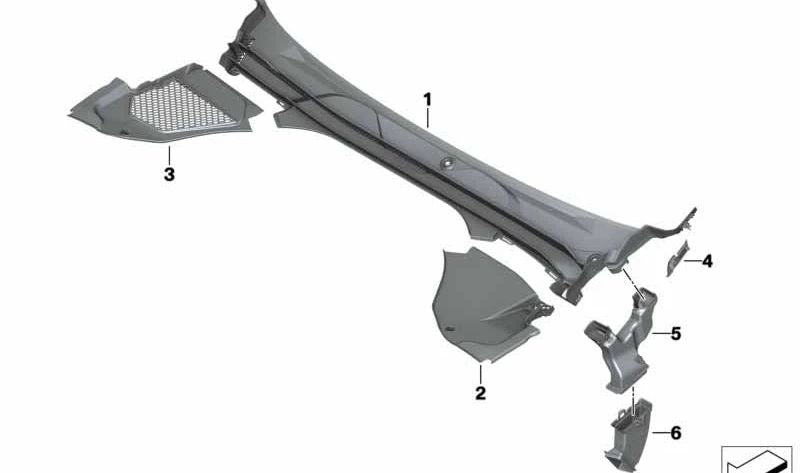 Cubierta del paso de viento Parte 2 para BMW Serie 8 F91, F92, F93, G14, G15, G16 (OEM 51717435324). Original BMW