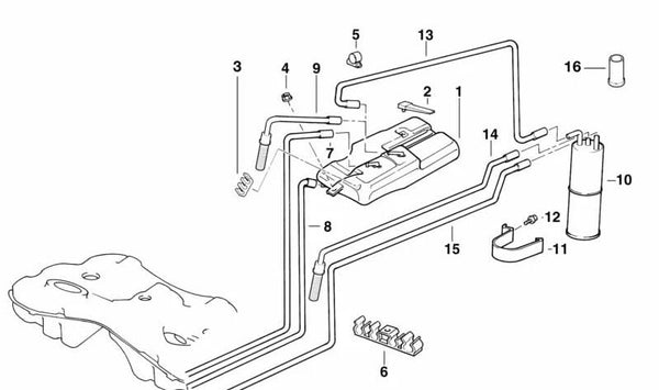 Tubería 1 para BMW, Serie 5 E39 (OEM 16131184074). Original BMW.