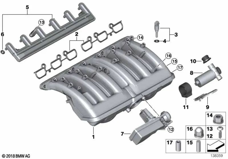 Unidad de ajuste para BMW Serie 3 E46, Serie 5 E39, E60, Serie 7 E65, E66, X3 E83, X5 E53, Z4 E85 (OEM 11617544805). Original BMW