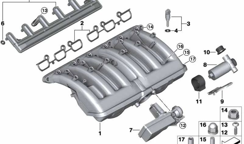 Soporte de goma para escape OEM 11611432564 para BMW E36, E46, E39, E60, E61, E38, E65, E66, E83, E53, Z3, E85. Original BMW.