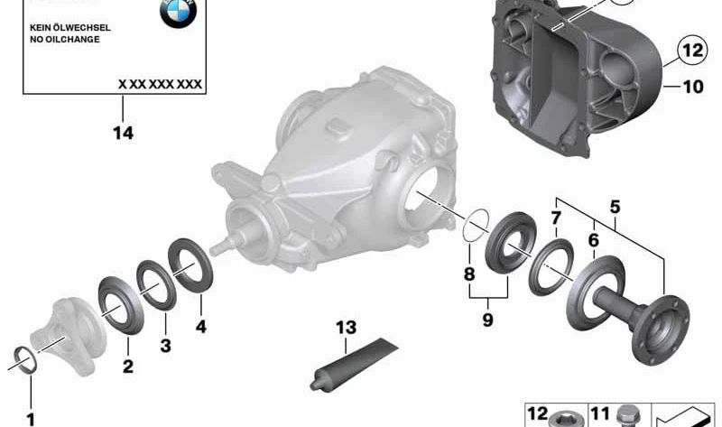 Tapa de diferencial trasero OEM 33117518412 para BMW {E81, E82, E87, E88, E90, E91, E92, E93, E84}. Original BMW