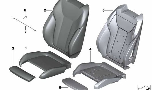 Right leather sports seat backrest cover OEM 52108079604 for BMW F97 (X3 M), F98 (X4 M). Original BMW.