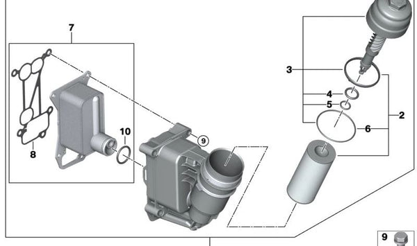 Junta OEM 11428513448 para BMW E90, E91, E92, E93, F07, F10, F11, F01, F02, E70, E71. Original BMW.