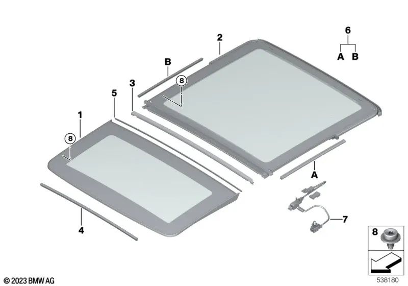 Tapa de vidrio trasera iluminada para BMW F95, G05 (OEM 54105A0C760). Original BMW