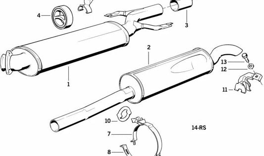 Front silencer for BMW 5 Series E28 (OEM 18112241738). Original BMW