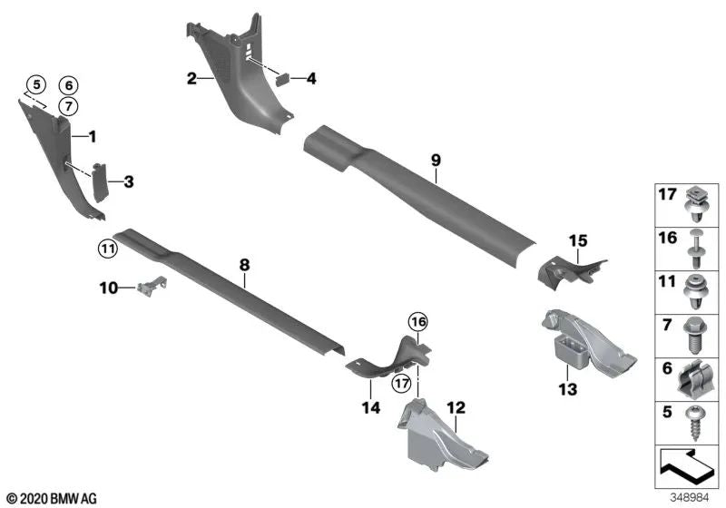 Soporte del revestimiento de la caja del asiento izquierda para BMW I01, I01N (OEM 51477290035). Original BMW