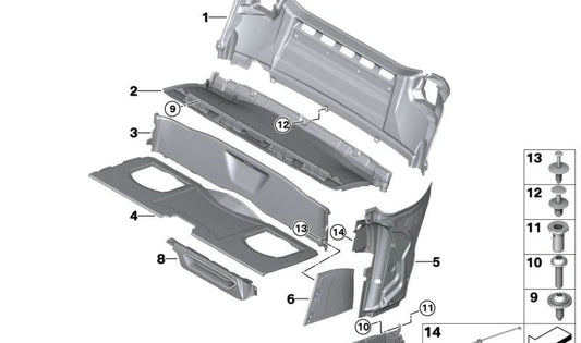 Compartimento lateral izquierdo OEM 51477462033 para BMW i8 (I15). Original BMW.