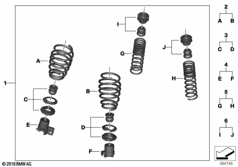 Vorderer Gewindebuchsensatz für BMW 3er F80, 4er F82 (OEM 31302463687). Original BMW