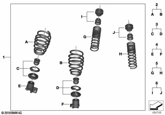 Vorderer Gewindebuchsensatz für BMW 3er F80, 4er F82 (OEM 31302463687). Original BMW