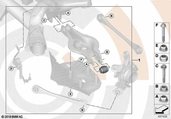 Kit de reparación de rótula para BMW Serie 1 F20, F21, Serie 2 F22, F23, Serie 3 F30, F31, F34, F35, Serie 4 F32, F33, F36, X5 F15, X6 F16 (OEM 33322467065). Original BMW