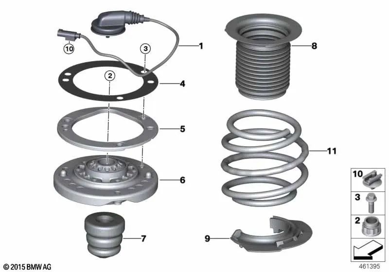 Cojinete de Apoyo para BMW Serie 3 F80, F80N Serie 4 F82, F83 (OEM 31302284702). Original BMW